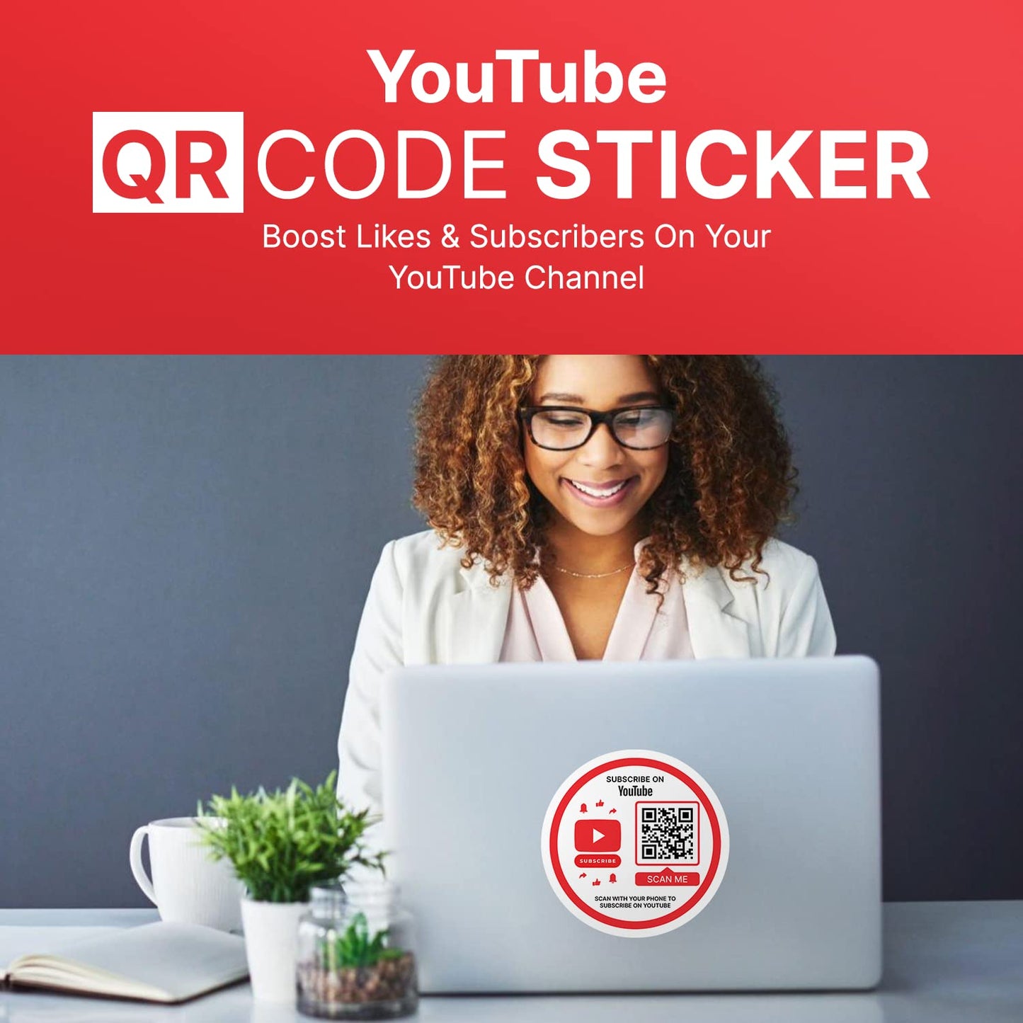 SCAN ME | YouTube QR Code Stickers | Ready to Be Activated Instantly with Your YouTube URL for Viewers to Subscribe | Pack of (3)
