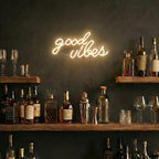 DECANIT Good Vibes Neon Sign Warm White, USB Powered LED Wall Decor