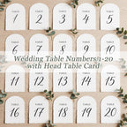 Batiyeer 21 Pcs Deckled Wedding Table Numbers 1-20 with Head Table, Black White