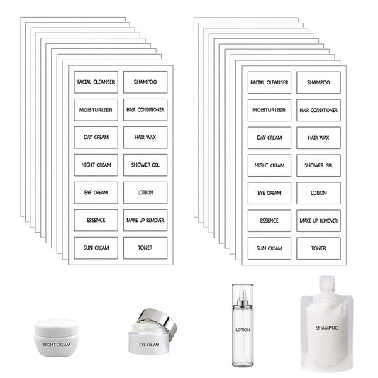 280pcs Waterproof Bottle Labels - Clear, Small, Cosmetic, Bathroom, Beauty, Skincare, Travel, Toiletries Stickers