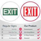 ASSURED SIGNS Exit Sign Stickers, Glow in the Dark, 10" x 7", 12 Pack