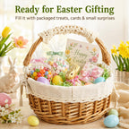 10.2-Inch Empty Round Wicker Easter Basket with Fabric Liner