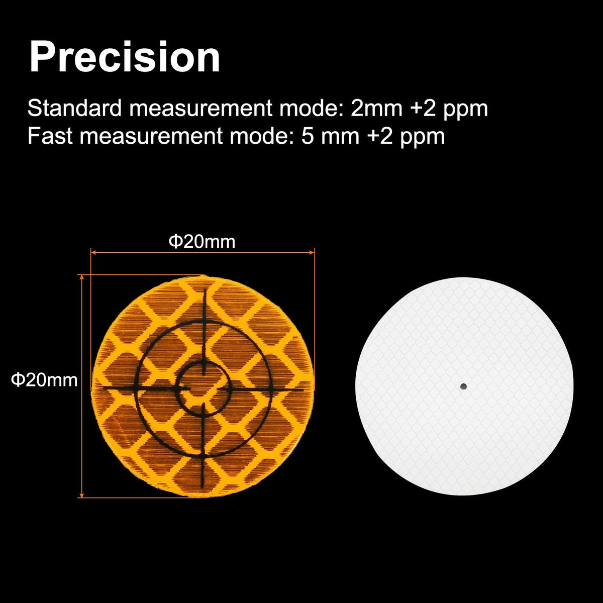 HARFINGTON 80pcs Survey Reflector Sheets 20mm x 20mm Self-Adhesive Surveying Target Mark Sticker Total Station Round Reflective Sheet Tape for Ship Inspection Tunnel Measure, Yellow 80