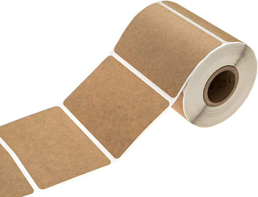 2" x 3" Brown Kraft Rectangle Color Code Labels / 250 Permanent Adhesive Write On Labels/Blank Kraft Stickers