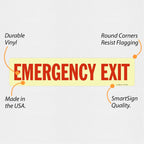 SmartSign “Emergency Exit” Label | 4" x 18" Glow-in-The-Dark Laminated Vinyl, Made in USA