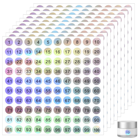 10 Sheets Consecutive Number Stickers 1-100 - Small Round Numbers Self-Adhesive Labels for Office, Home, Kitchen, Classroom, Locker