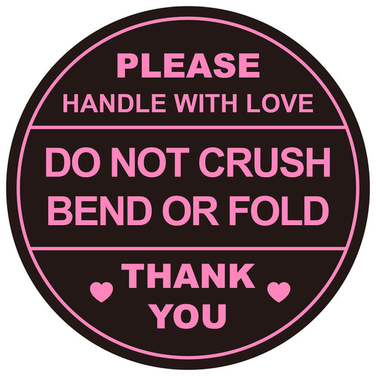2 inch 300 PCS Black Round Do Not Crush Bend or Fold Handle with Love Labels Stickers Shipping Mailing Cartons Envelops Adhesive Labels-Poskornwel