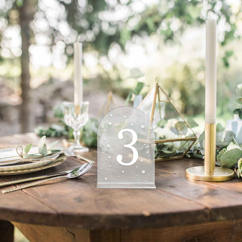 JarThenaAMCS 10pcs Arch 3D Pearl Wedding Table Numbers 1-10