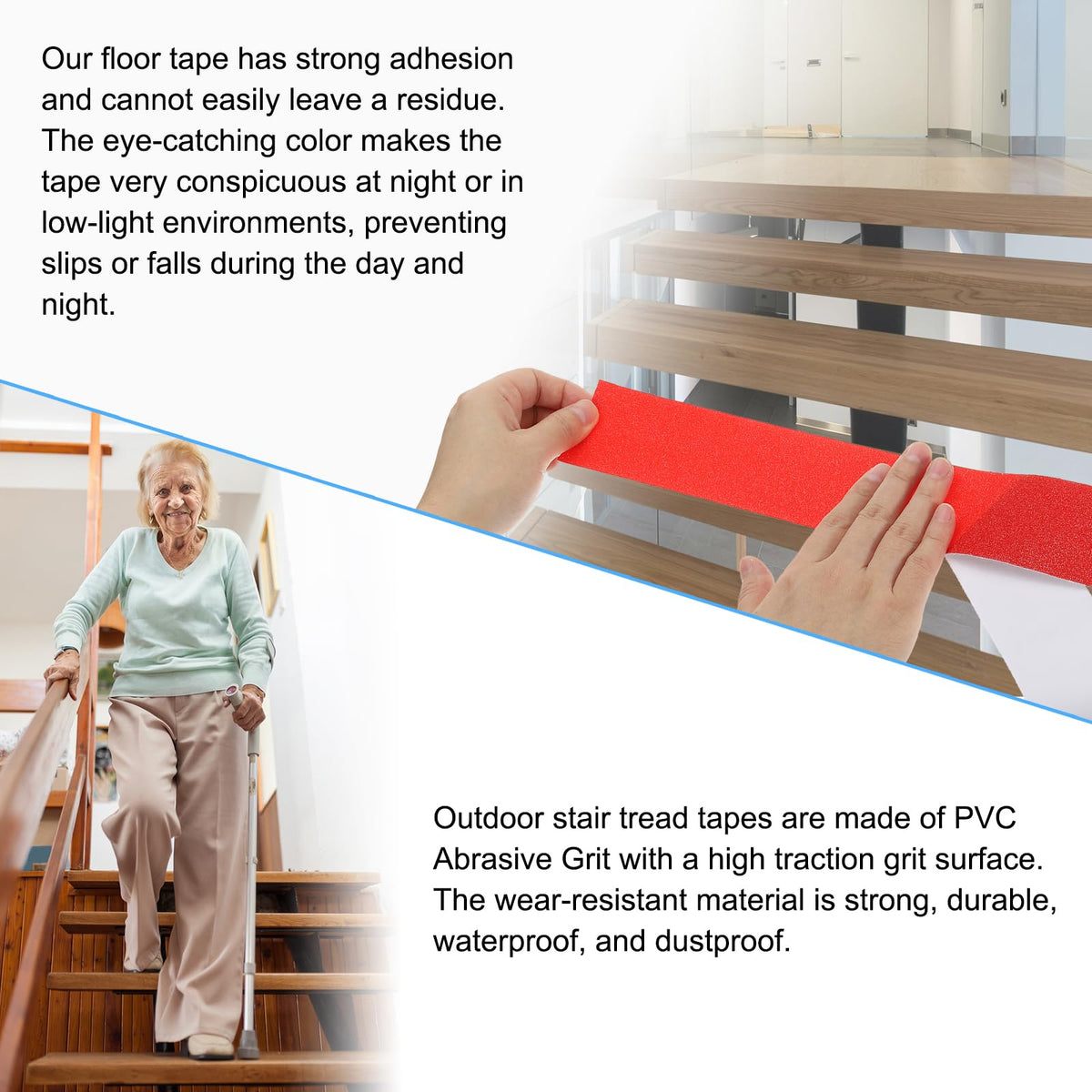 PATIKIL 2 Inch x 16 Ft Anti Slip Traction Tape, Non-Slip Grip Tape Non Skid Tread Safety Tape for Stairs Steps Scooter Deck, Red