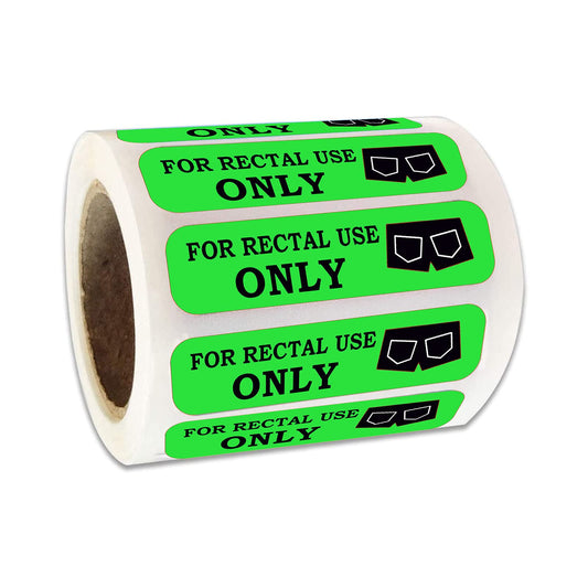 1.5' x 3/8' Green for Rectal Use Only Stickers Waterproof - 500 Funny Gags for Adults - Prank Stickers Funny Joke Removable Labels (Green)