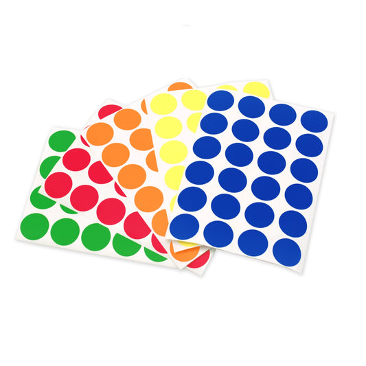 ChromaLabel 3/4 Inch Circle Sticker Labels, Easy to Write On Round Colored Stickers, Permanent Sticky Dots - 1200 Colored Dot Stickers per Variety Pack, 5 Assorted Colors Dot Labels Assorted Colors: Green Red, Orange, Yellow, Dark Blue
