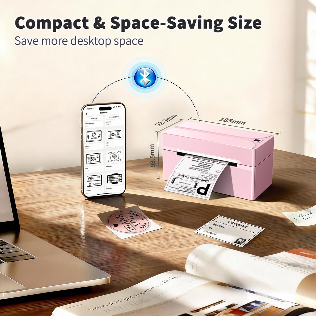 Bluetooth Thermal Label Printer,4x6 Shipping Label Printer Pink