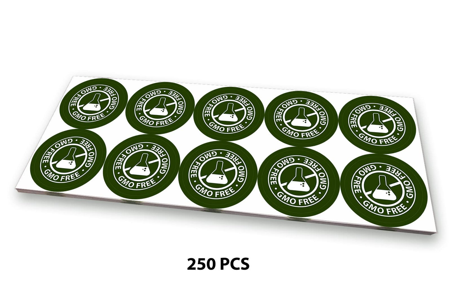 GMO Free, Non-GMO Food Rotation Labels 3 cm Circle Dots 250 Adhesive Stickers