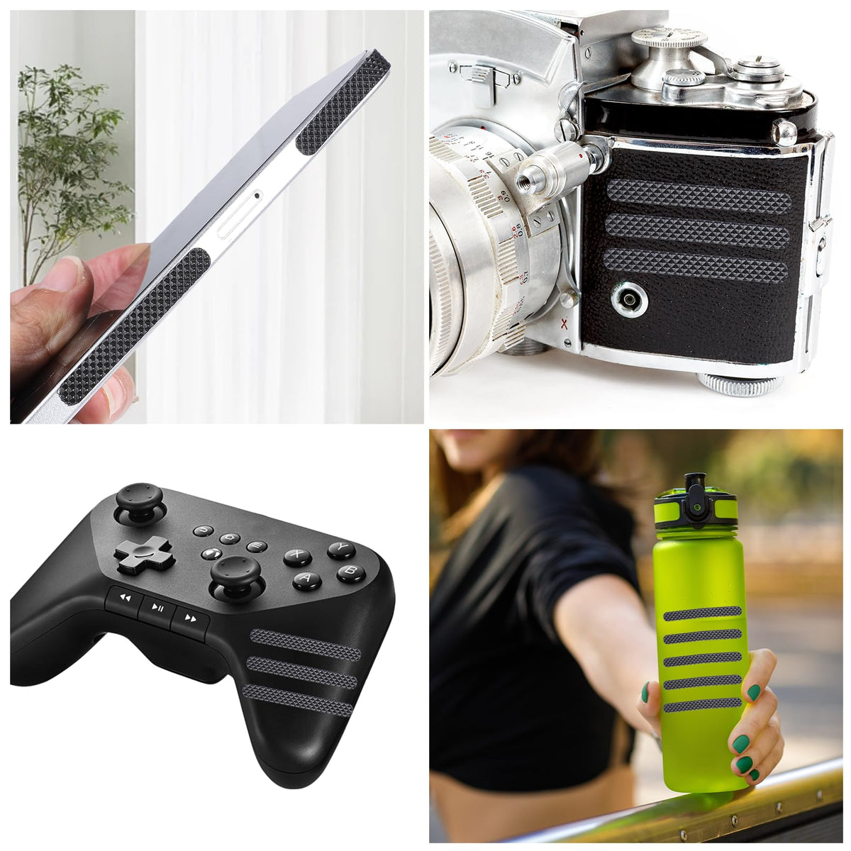 20 PCS Cell Phone Grip Tape, Black Non Slip Side Sticker Adhesive Grippy Bumper Frame Rubber Stickers for Phone Case Tablet Computer