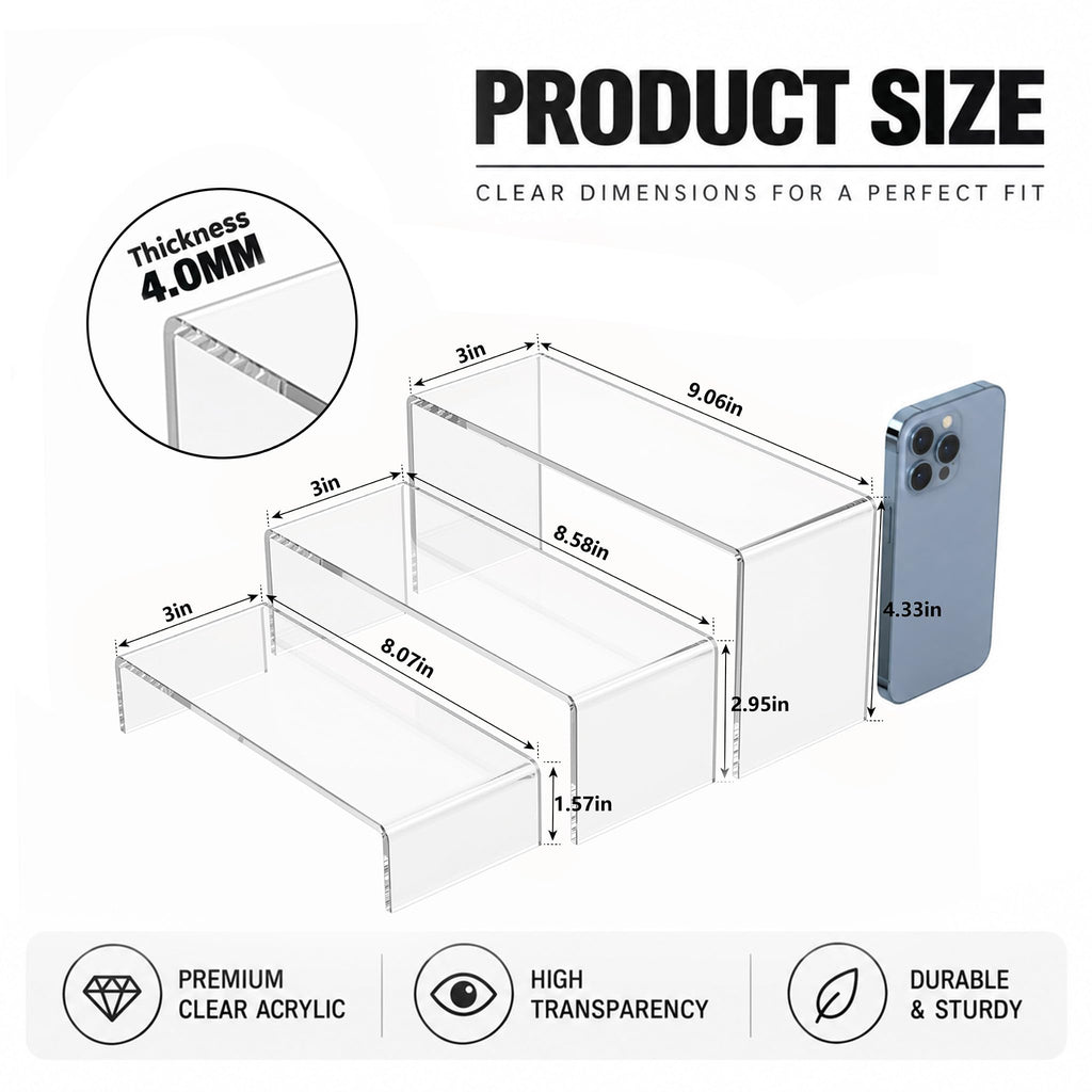 6 Pc Clear Acrylic Display Risers Showcase for Shoe Risers Retail Stand Cupcake Stand Dessert Stand 6P-Clear