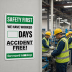 2 Pack Safety First Accident Free Days Aluminum Wall Signs 12×8 in