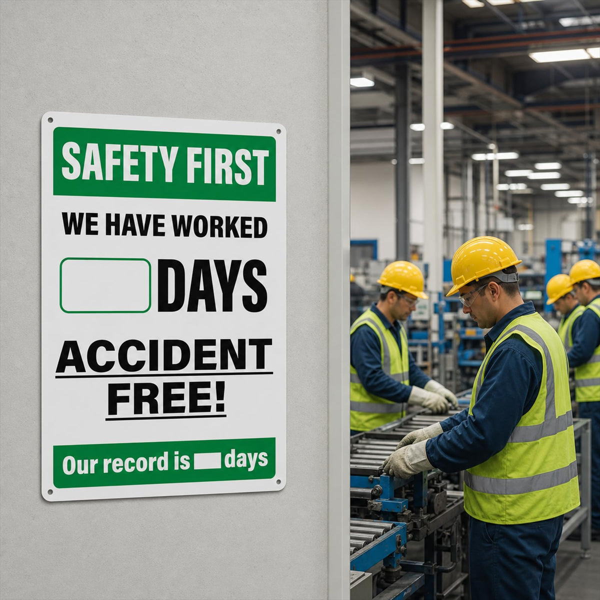 2 Pack Safety First Accident Free Days Aluminum Wall Signs 12×8 in