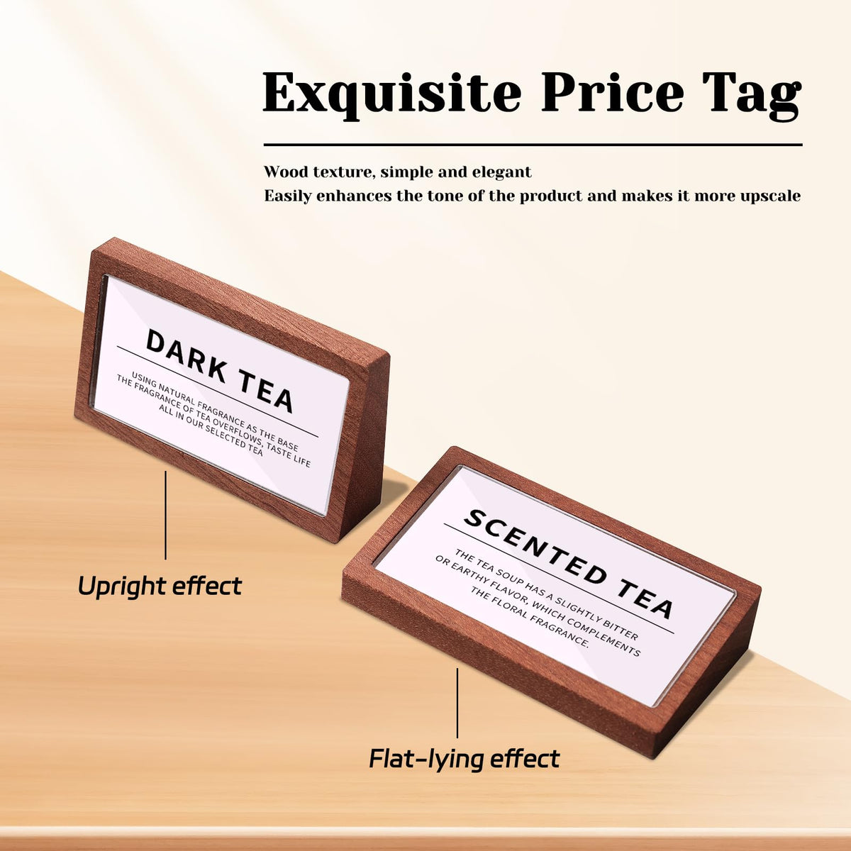 LIANHELILAI Wood Label Holder 2 Pack for Tabletop Stand or Recline