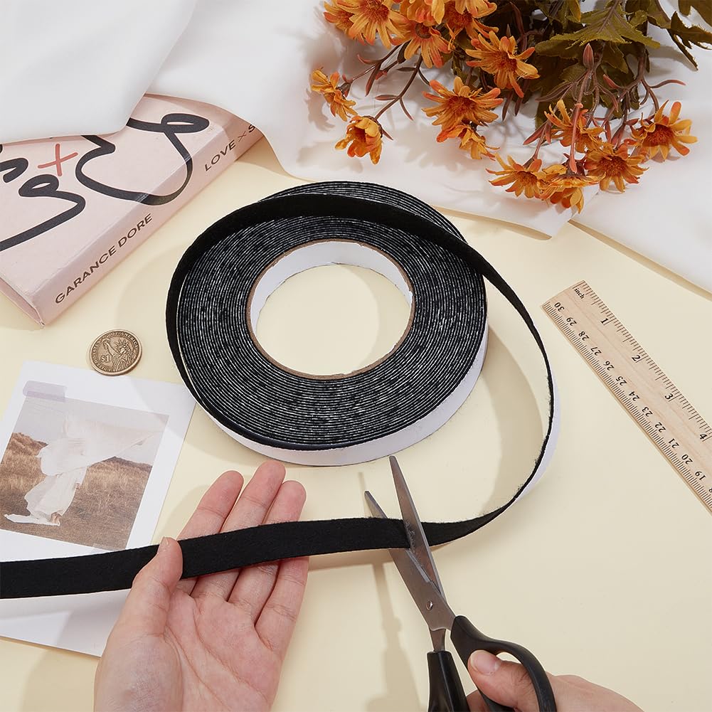 BENECREAT 10.94 Yards Self Adhesive Felt Tape, 0.79 Inch Black Felt Strips with Adhesive Backing for Furniture Protecting Hardwood Floors Chair Wall