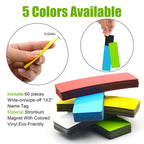 STTMGN Dry Erase Magnetic Labels (1x3,Pack of 60),Write On Magnets Sticker,Real Waterproof/Reusable for Classroom&Office&Cabinet&whiteboard&Fridge&More (Multicolor) 1X3" Multicolor 60pcs