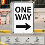 2 Pack One Way Sign with Right Arrow 18 × 12 Inches