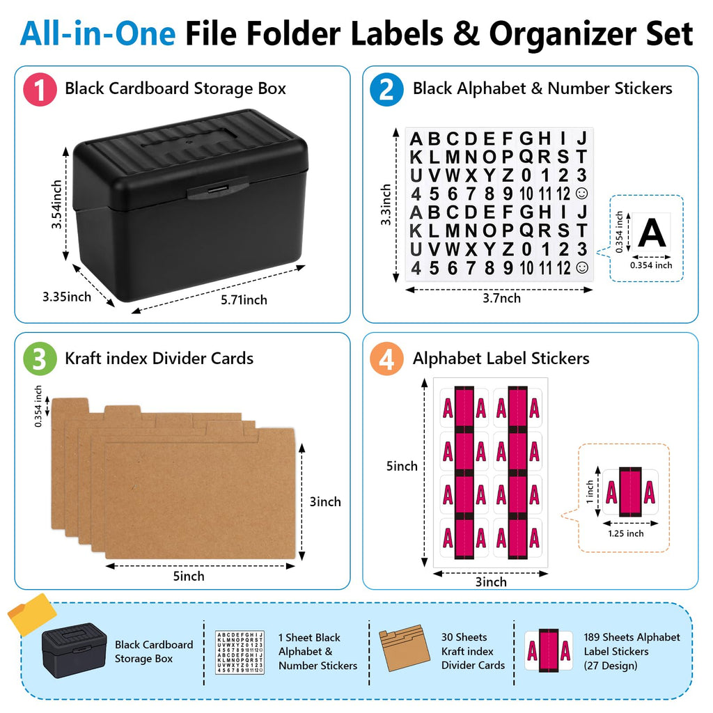 1512 Pcs Alphabet Labels for File Folders A to Z Labels File Organization A to Z Set with File Box 221