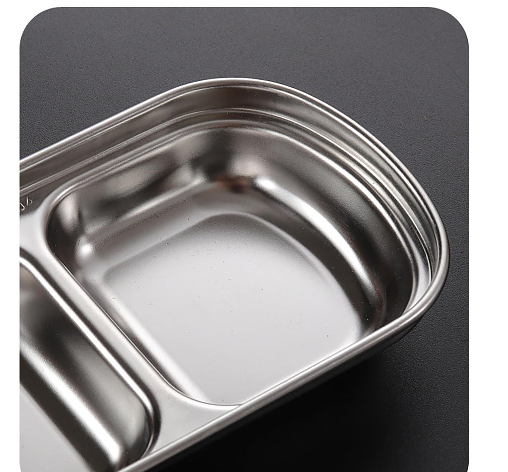 2 Pcs Seasoning Dish, 4 Grid Stainless Steel 10.7 Inch x 3.25 Inch Sauce Tray for Kitchen and Outdoors Party (2) 2