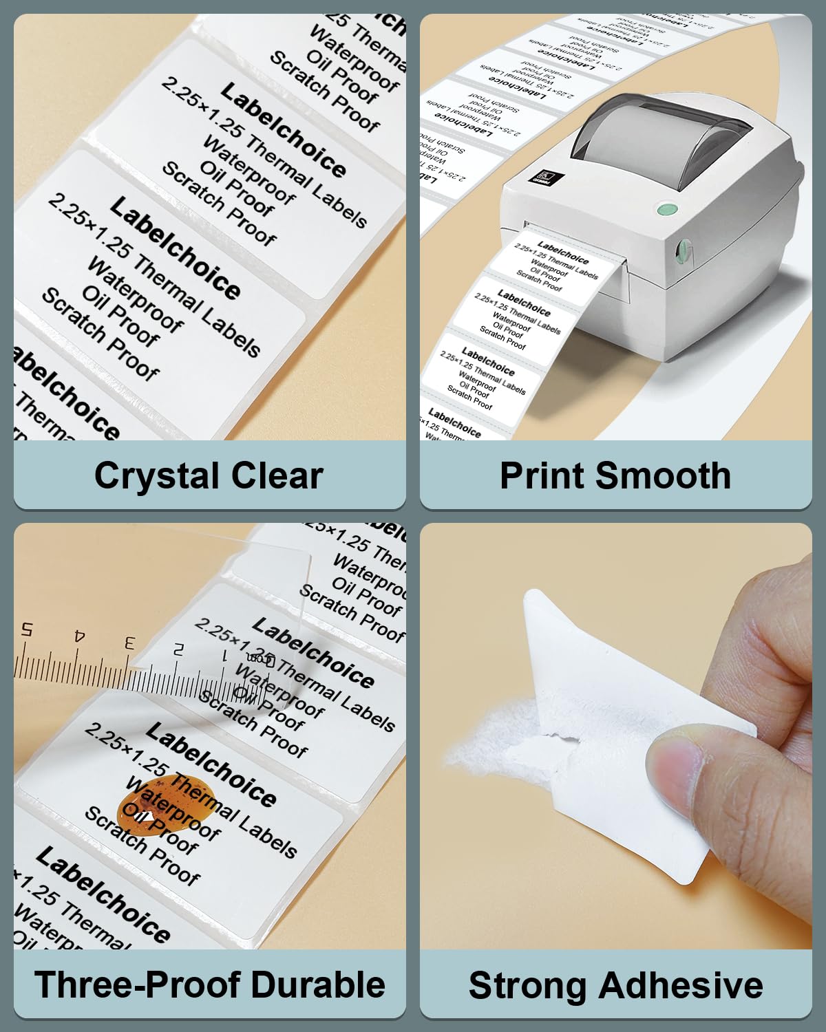 2.25" x 1.25" 3-Proof White Direct Thermal Labels for Zebra ZD410 ZD411 LP2824 ZD421 ZD420 GK420D, 12 Rolls 12000 Pcs 2-1/4x1-1/4 Barcode Return Address Labels Used with Rollo MUNBYN 2.25"x1.25"-12000 Labels