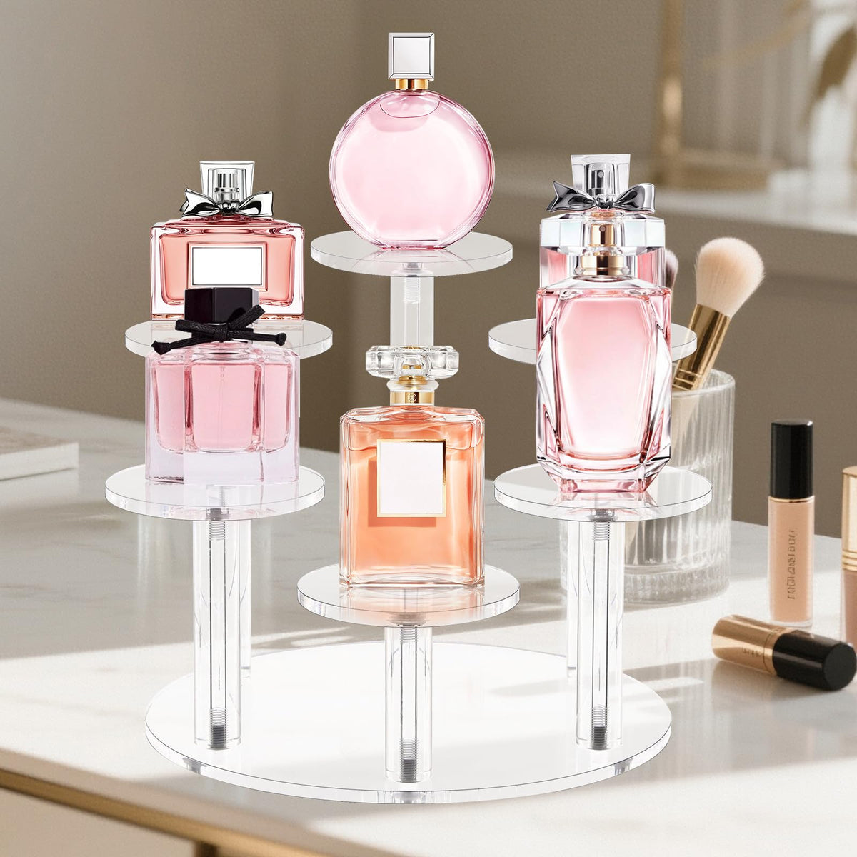 6 Tier Round Acrylic Display Stand, Clear Display Stand for Perfume 6 Tier