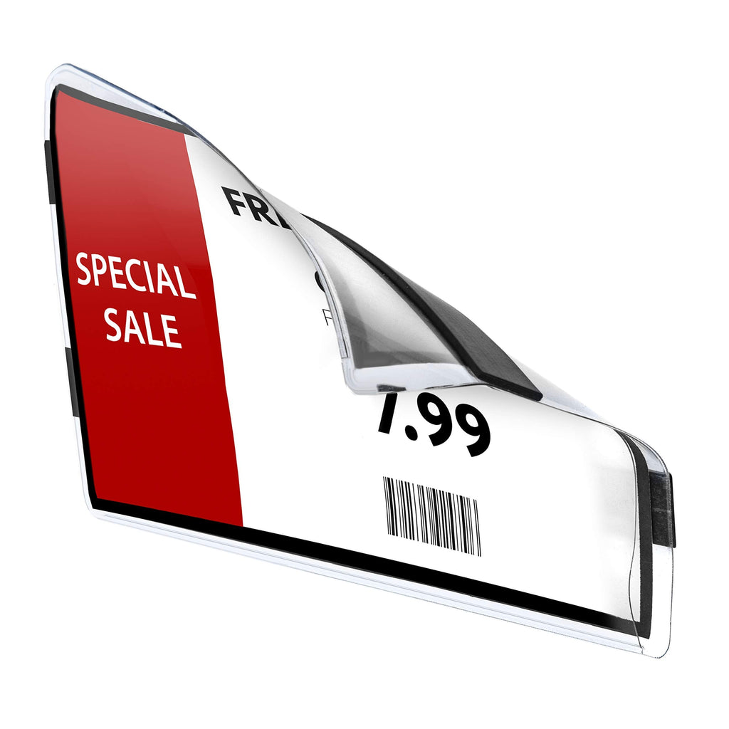 Pack of 25 - Pallet Rack Sign Holder with Two Magnetic Strips, Vinyl Pouch Label Holder with Side Opening, Rack & Shelf Card Holders, Size 3-1/2" Height x 5-1/2" Wide Pack of 25