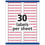 Avery® TrueBlock® File Folder Labels, 2/3" x 3-7/16", 1,500 Printable Labels, White/Red, Permanent (5066)