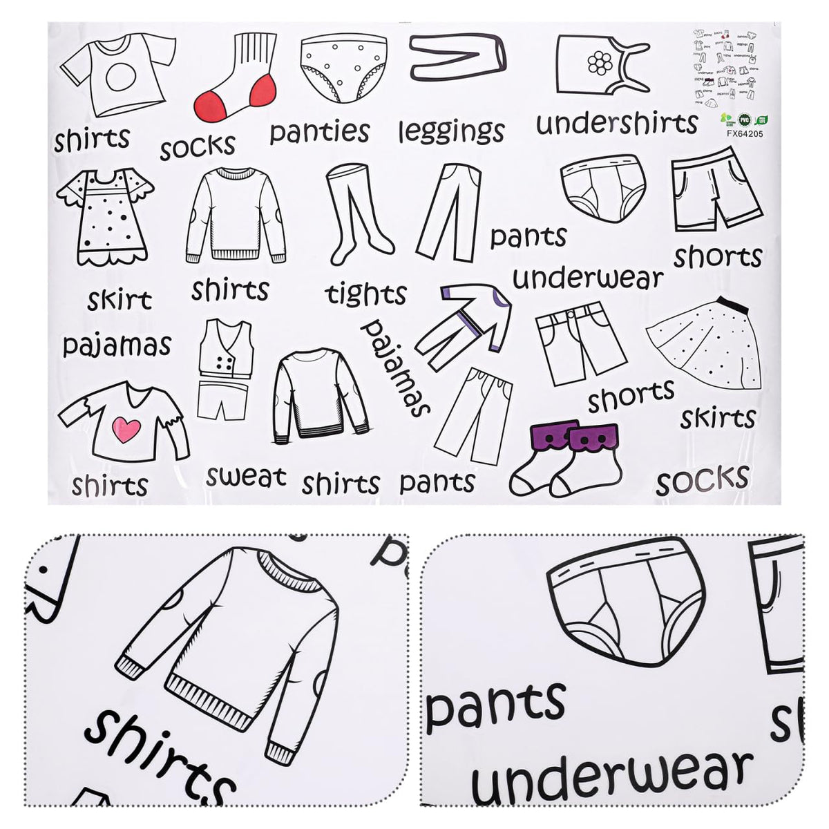 Veemoon Dresser Clothing Labels, Baby Drawer Clothing Sort Labels Removable Clothes Classification Sticker Peel and Stick Clothes Organizer Sticker for Kids Room Wardrobe Closet Drawer (40 × 60cm)