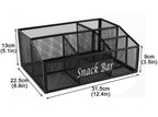 Snack Organizer for Pantry Shelf, Metal Snack Organizer Snack Basket, 6 Compartment Snack Bin Holder Chip Organizer, Snack Bar Station Organizer, Kitchen Pantry Organizer and Storage (Black) 6 Compartments