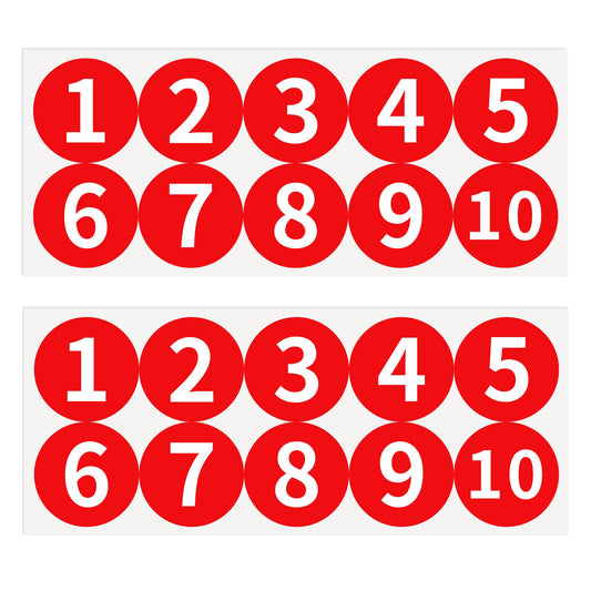 2 Sheets 1-10 Vinyl Numbered Stickers, 1.2 in Self Adhesive Waterproof Number Stickers, Consecutive Thick Number Lable Decals for Factory Machinery, Fitness Equipment, Inventory, Storage,Lockers Red(1-10 2sheets) 1.2IN