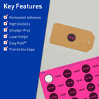Avery® Printable Round Labels, Sure Feed® Technology, 1/2" Diameter, Neon Magenta Labels, Print-to-the-Edge, Laser/Inkjet, 3,080 Total, Great for Price Stickers and Mailing Seals 3,080 labels