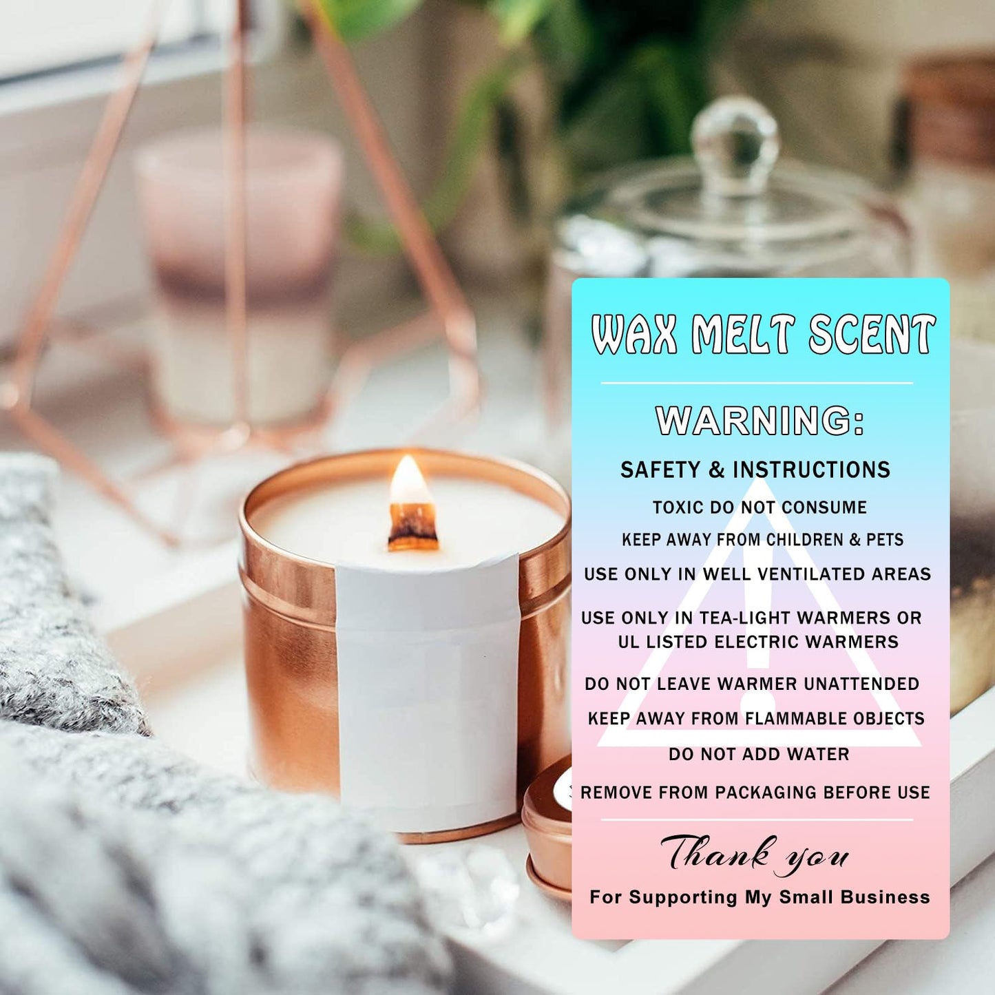 Wax Melt Scent Safety Instruction Stickers 2 x 3.5” Consultant Stickers Candle Jar Container Safety Labels for Soy Making Molds 200pcs