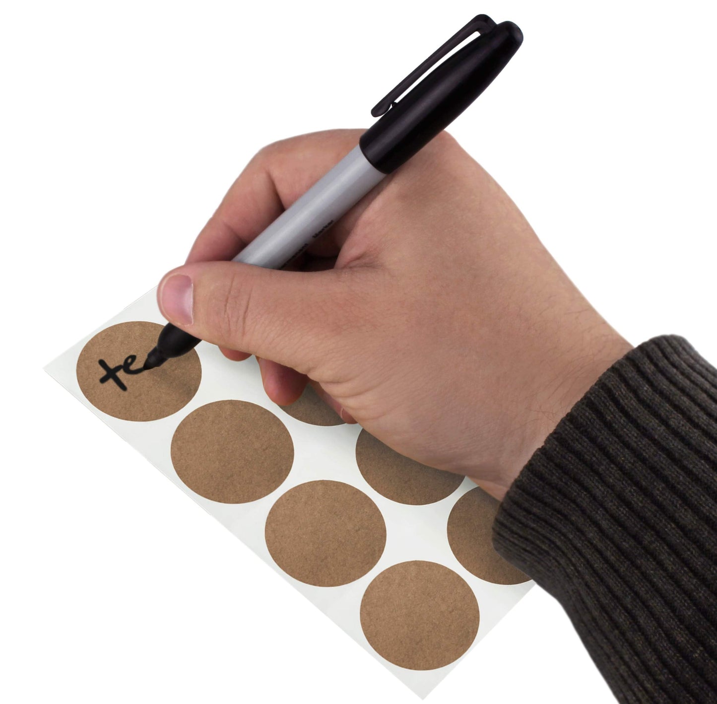 ChromaLabel Kraft Dot Labels on Sheets, 100 Stickers per Pack, 1.50 Inch 1-1/2" Diameter