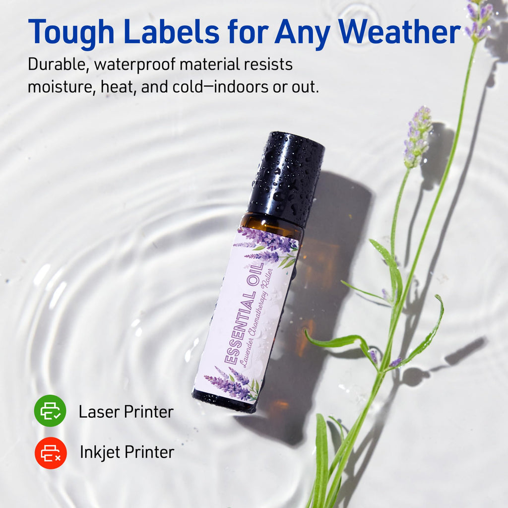 Avery Outdoor Waterproof Rectangle Labels with Sure Feed Technology, 1.5" x 2.75", White Film, Print-to-the-Edge, Compatible with Laser Printers, 100 Labels Total