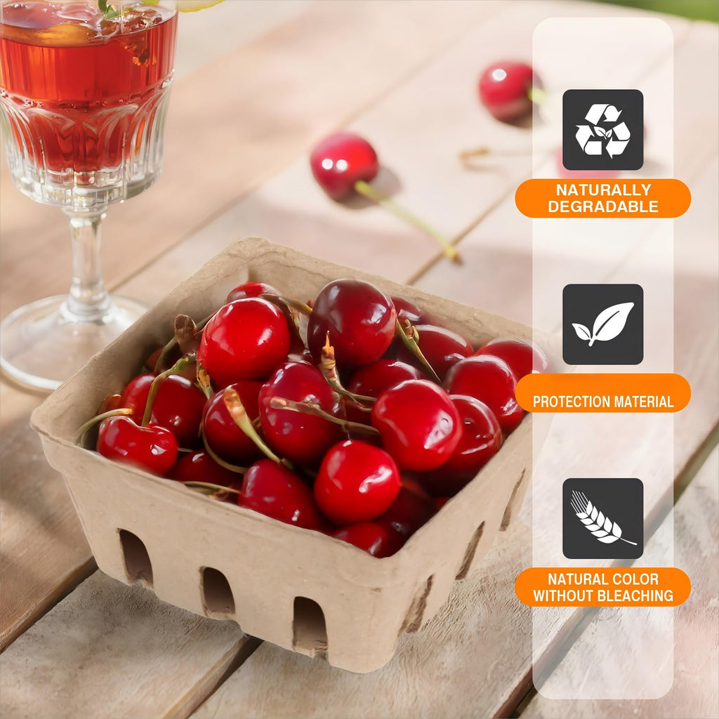 50 Pack Mini Natural Pulp Fiber Berry Basket