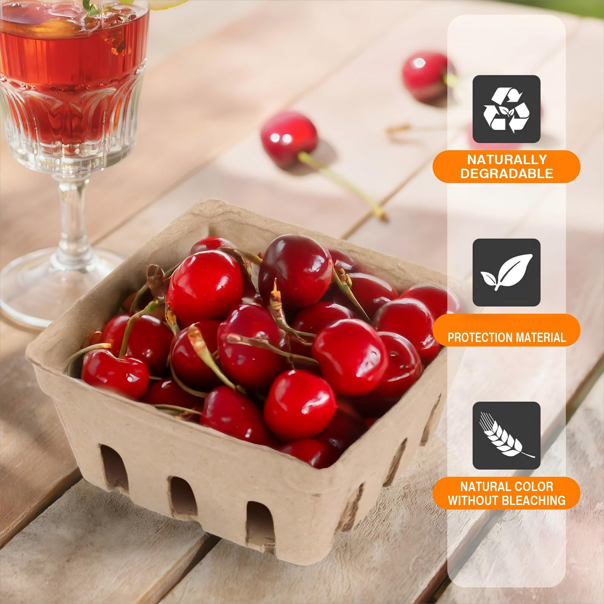 50 Pack Mini Natural Pulp Fiber Berry Basket