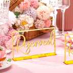 Yalikop 6 Pcs Acrylic Reserved Table Signs for Wedding Events, Gold
