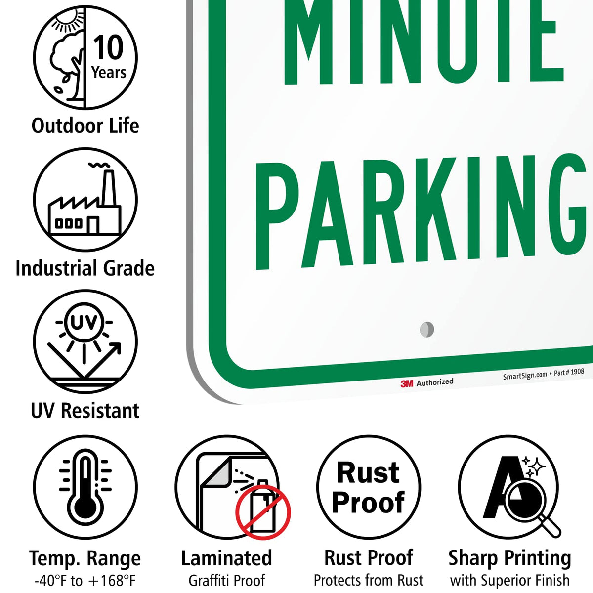 SmartSign - K-1927-EG-12x18-D2 "15 Minute Parking" Sign | 12" x 18" 3M Engineer Grade Reflective Aluminum 12" x 18" EG Reflective Aluminum