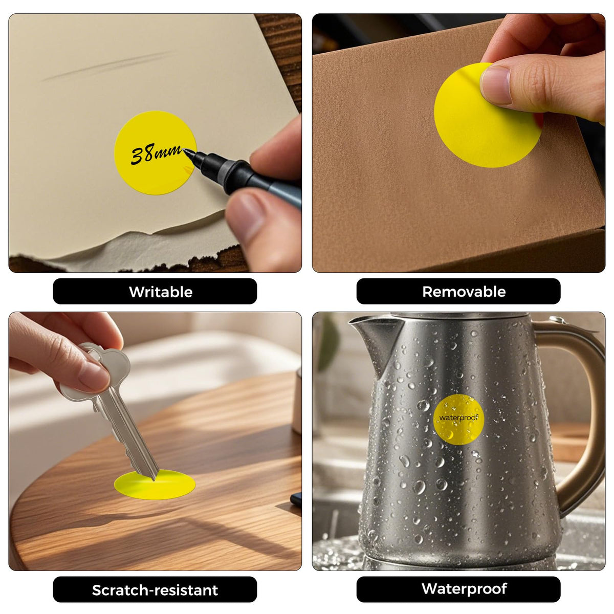 1000 PCS Yellow Dots Stickers 1.5 Inch Vinyl Color Coding Round Sticker Removable Writable Circle Labels Roll for Inventory Office Classroom (Pack of 2) 1.5 inch (Pack of 2)