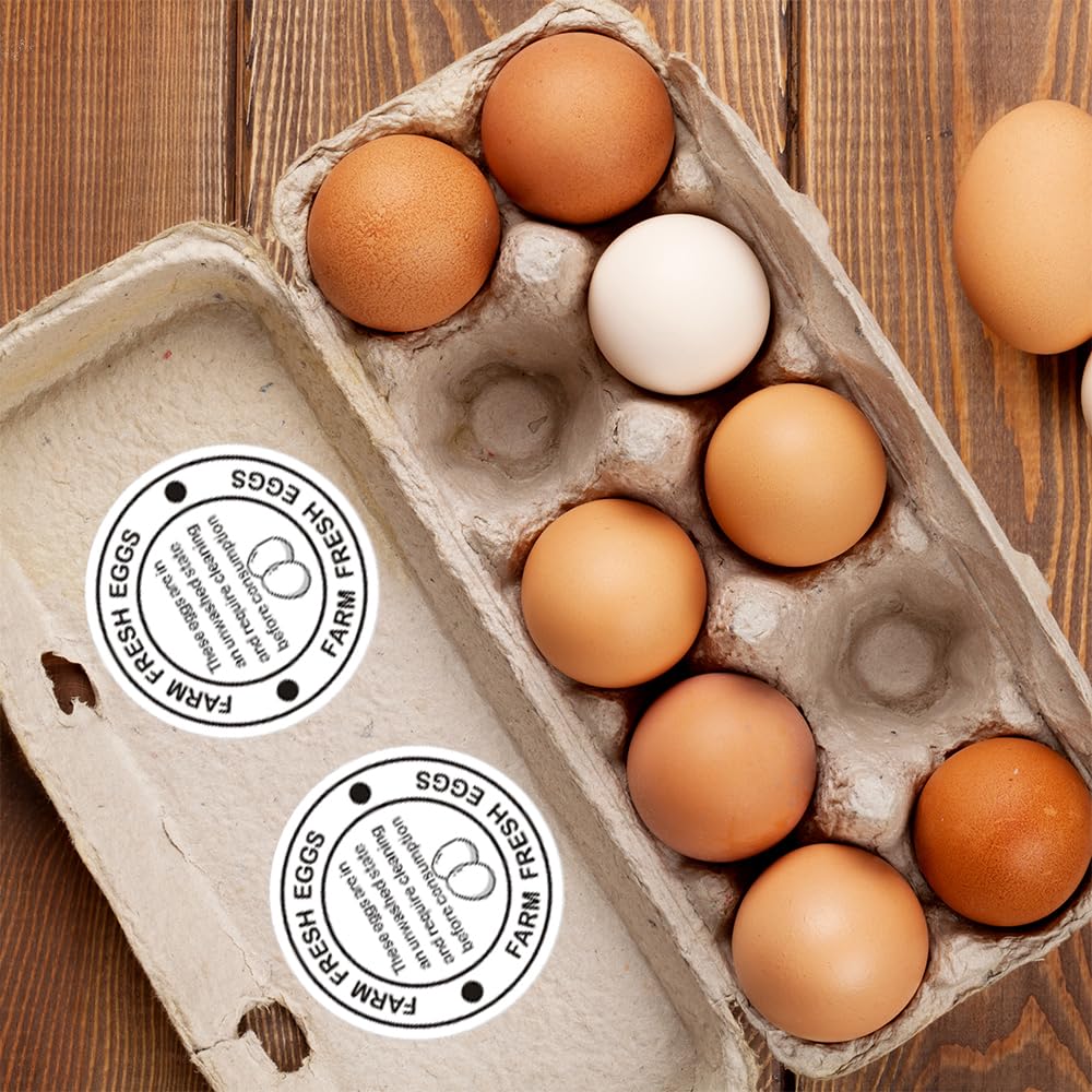 600 Pcs 2 Inch Farm Fresh Eggs Carton Labels,Stickers for Egg Packaging Packaging Quail Eggs (White) White