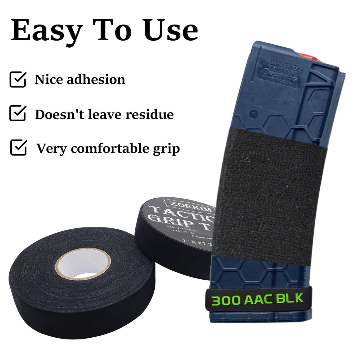 Gun Grip Tape, Tactical Goon Tape, Water Resistant & Non-Reflective Handgun Grip Tape to Improve Handles, Multipurpose Wrap Tape for Guns, Rifle, Pistol and Shotguns - 1 Inch x 27.34 Yards 2 Rolls Black