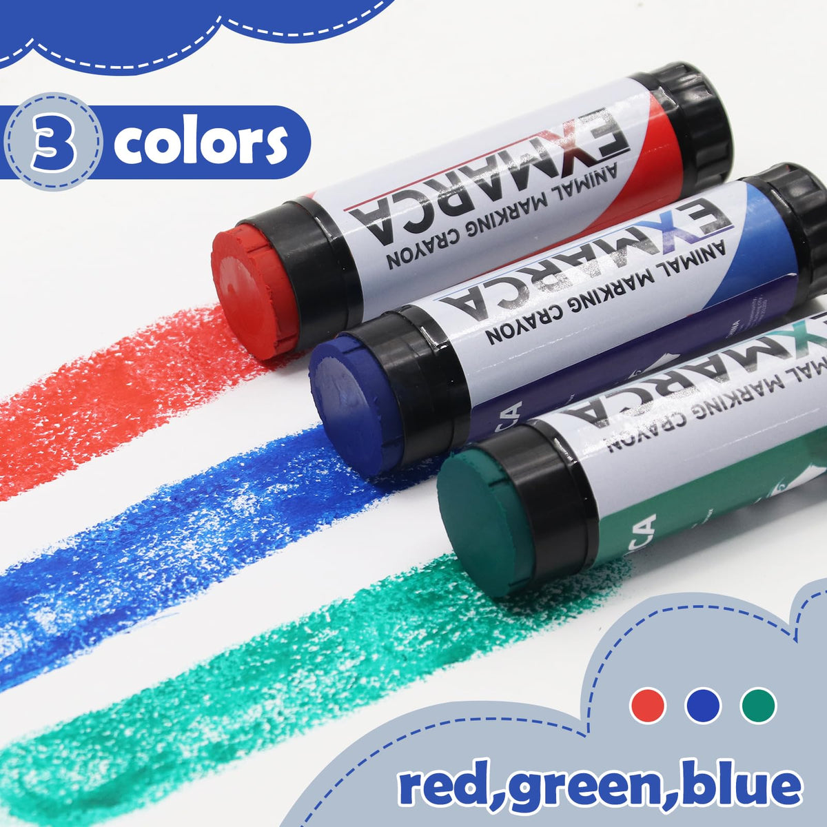 Livestock Marker Crayons 6 Pack 100g Twist-Up Water-Resistant Non-Toxic