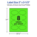 Avery® Printable Oval Labels, Sure Feed® Technology, 2" x 3-1/3", Neon Green Labels, Print-to-The-Edge, Laser/Inkjet Printable, 160 Total, Great for Soaps and Candles 160 labels