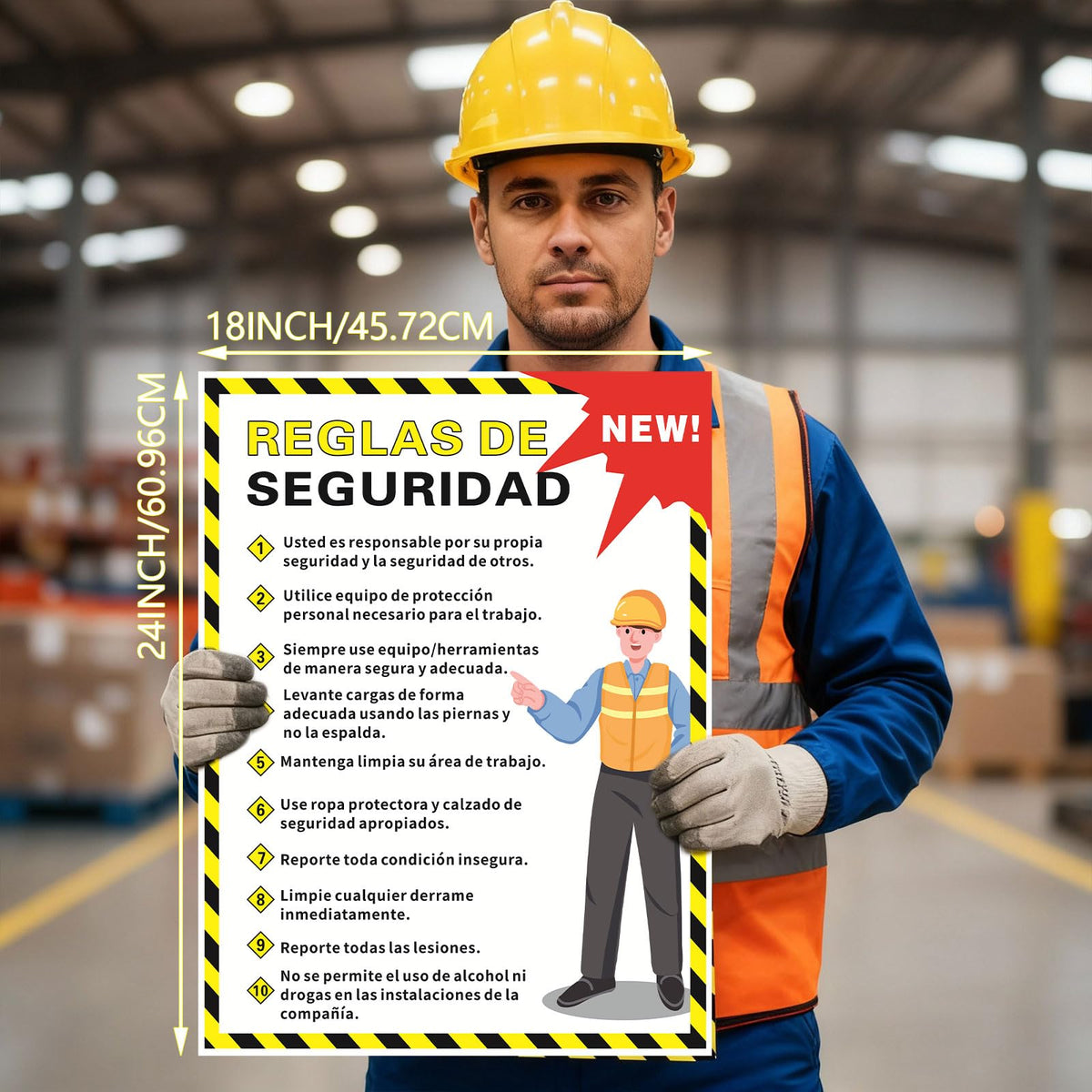Affrolling Spanish Safety Rules Poster 18"x24" Waterproof Tear Resistant