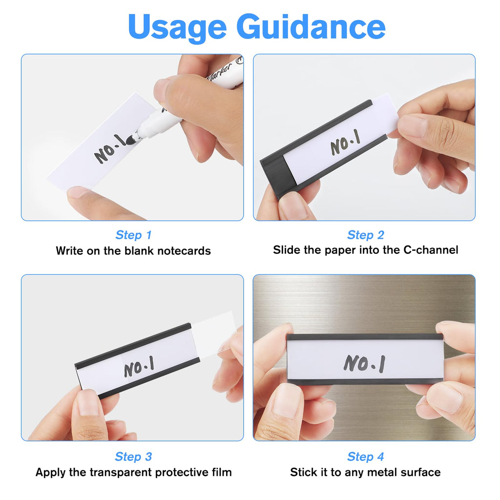MaxGear 100 Pack C Channel Magnetic Label Holders, 1 x 3" 1"x3"