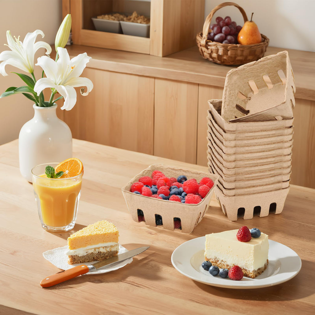 50 Pack Mini Natural Pulp Fiber Berry Basket